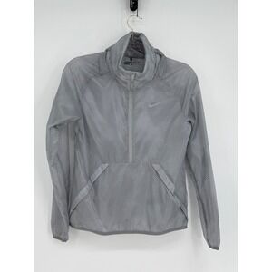 Nike Golf Women's Lightweight Quarter Zip Hidden Hood Pullover Jacket Grey‎ XS